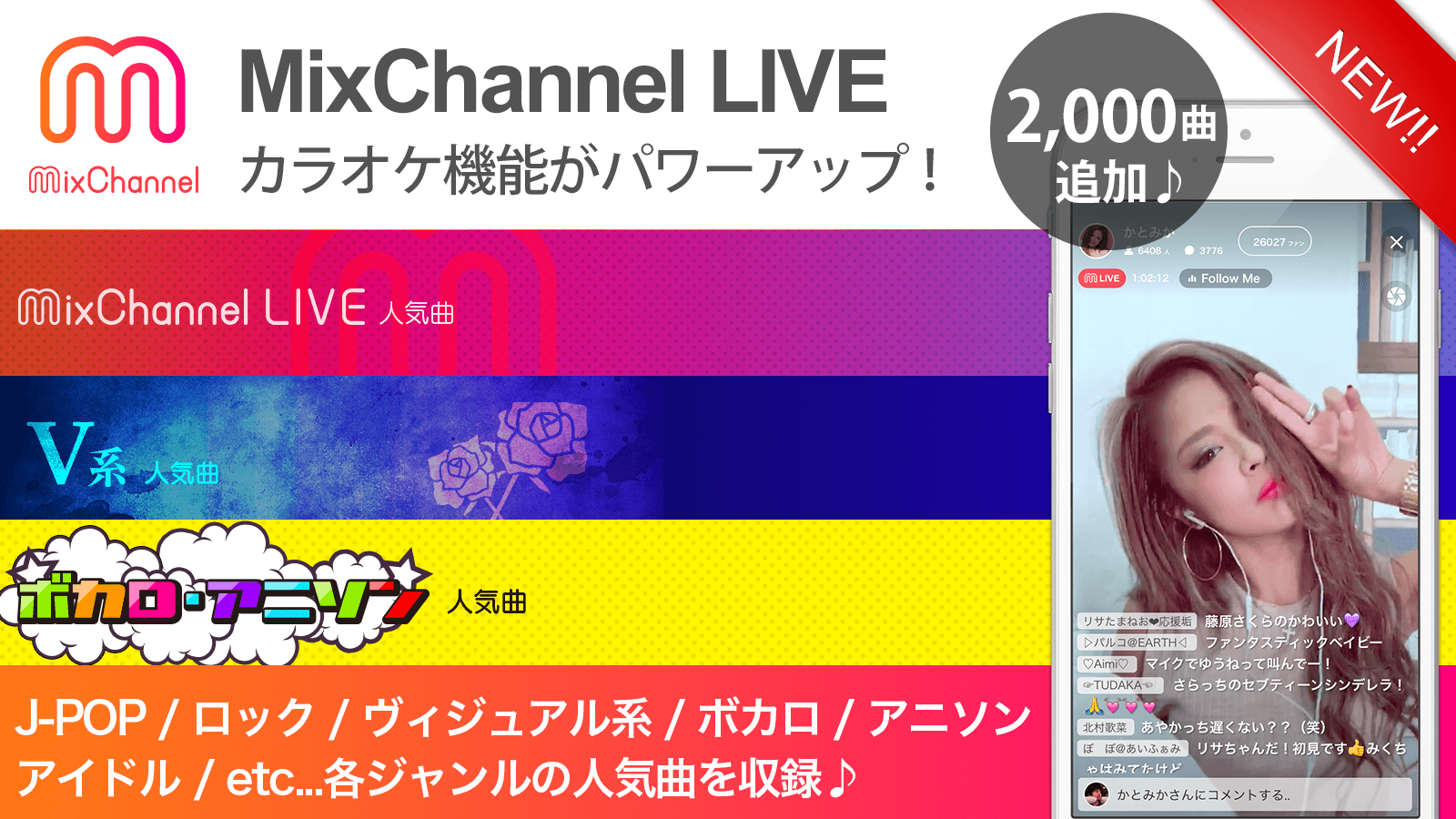 女子中高生の3人に2人が利用する動画コミュニティ Mixchannel Live配信用カラオケ機能がパワーアップ 株式会社donuts